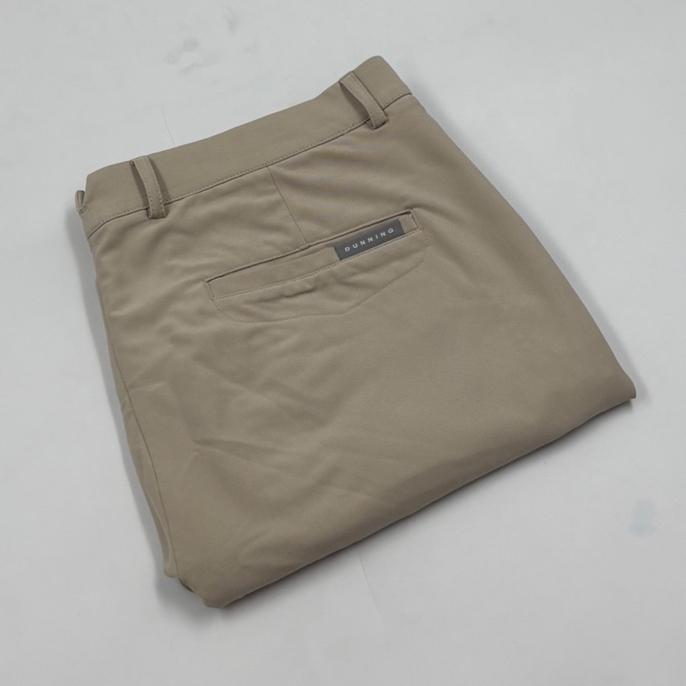 Dunning Golf Mens 35 Khaki Tan Performance Stretch Flat Front Technical Shorts